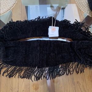 Soft infinity black fringe scarf!